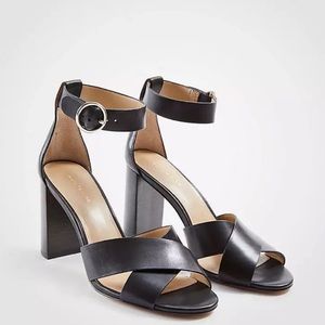 Ann Taylor Liya Leather Block Heel Sandal